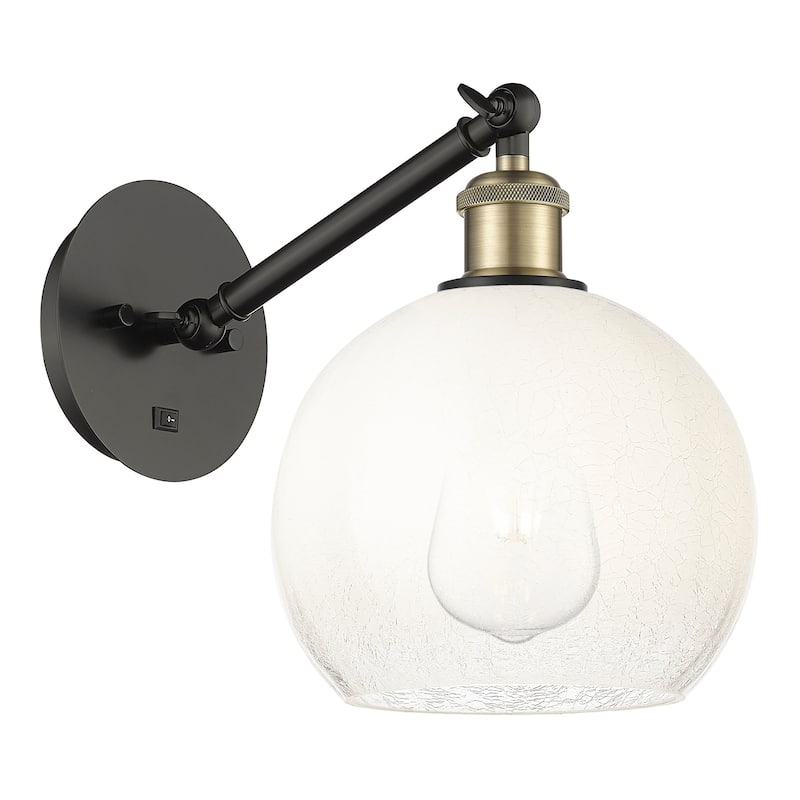 Innovations Lighting 317-1W-11-8 Brookhaven Globe Sconce Brookhaven - Black Antique Brass / Opal