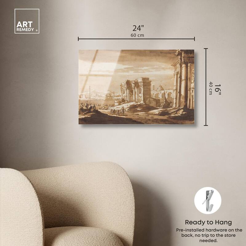 Capriccio View of Roman Ruins Acrylic by Art Remedy, Ready to Hang