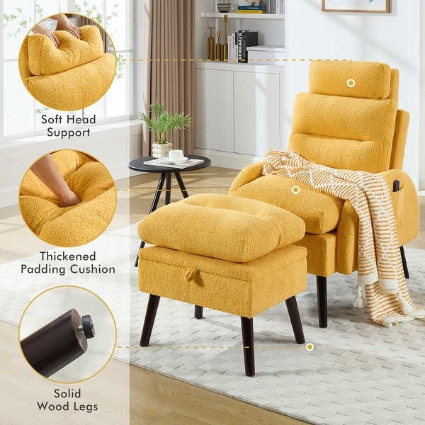 HOMYKA Accent Lounge Chair with Adjustable Backrest Storage