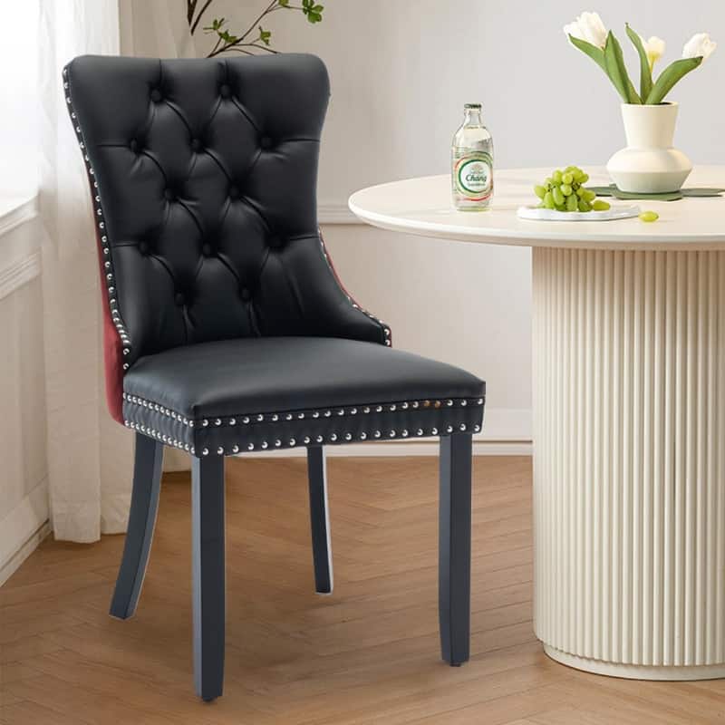 Tufted Naliheads Solid Wood Upholstered Dining Chairs (Set of 2)