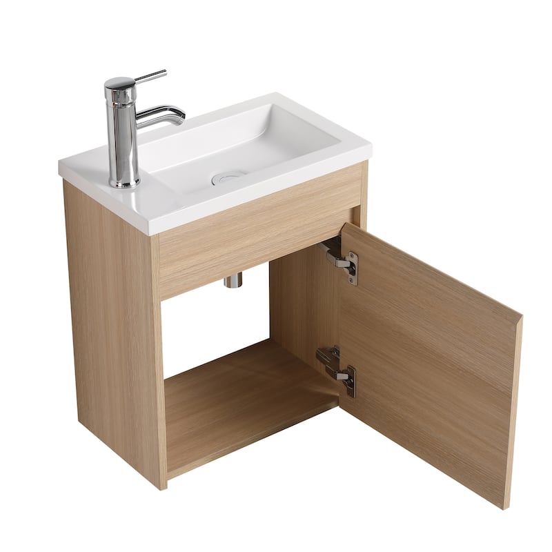 BNK 16/18 Inch Single Sink Bathroom Vanity with Soft Close Door