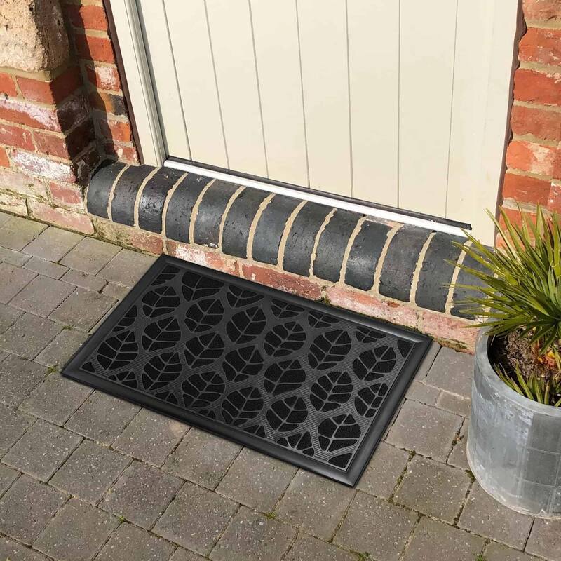 Decorative Leaf Pattern Door Mat 24x16 Inch Non-Slip Mat