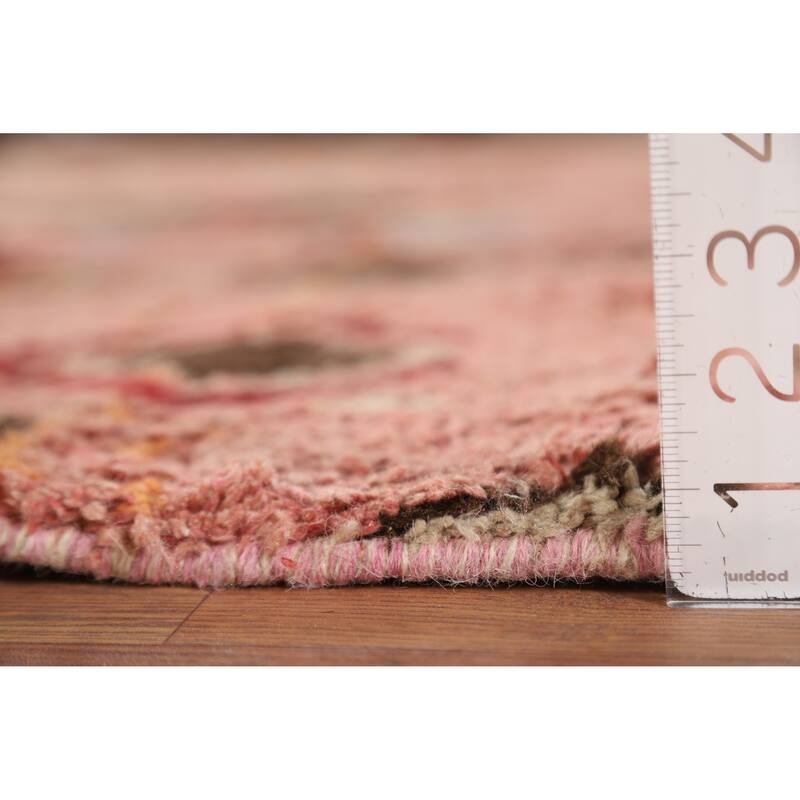 Plush Pink Moroccan Area Rug Hand-Knotted Tribal Wool Carpet - 7'11" x 10'8"