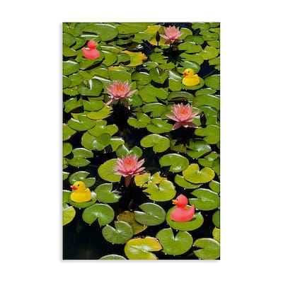 Stupell Rubber Ducks on Pond Lilies Canvas Wall Art Design By Ashley Singleton