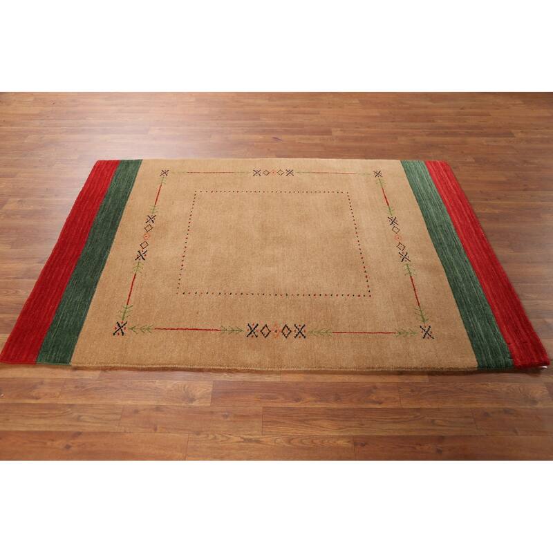 Gabbeh Oriental Accent Rug Handmade Wool Carpet - 3'11"x 5'8"