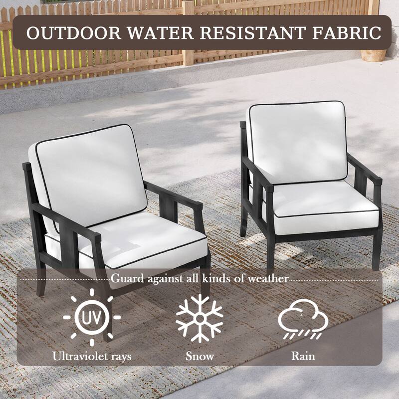 2 Set Outdoor Patio Club Chair with Cushion Patio Arm Lounge Chair