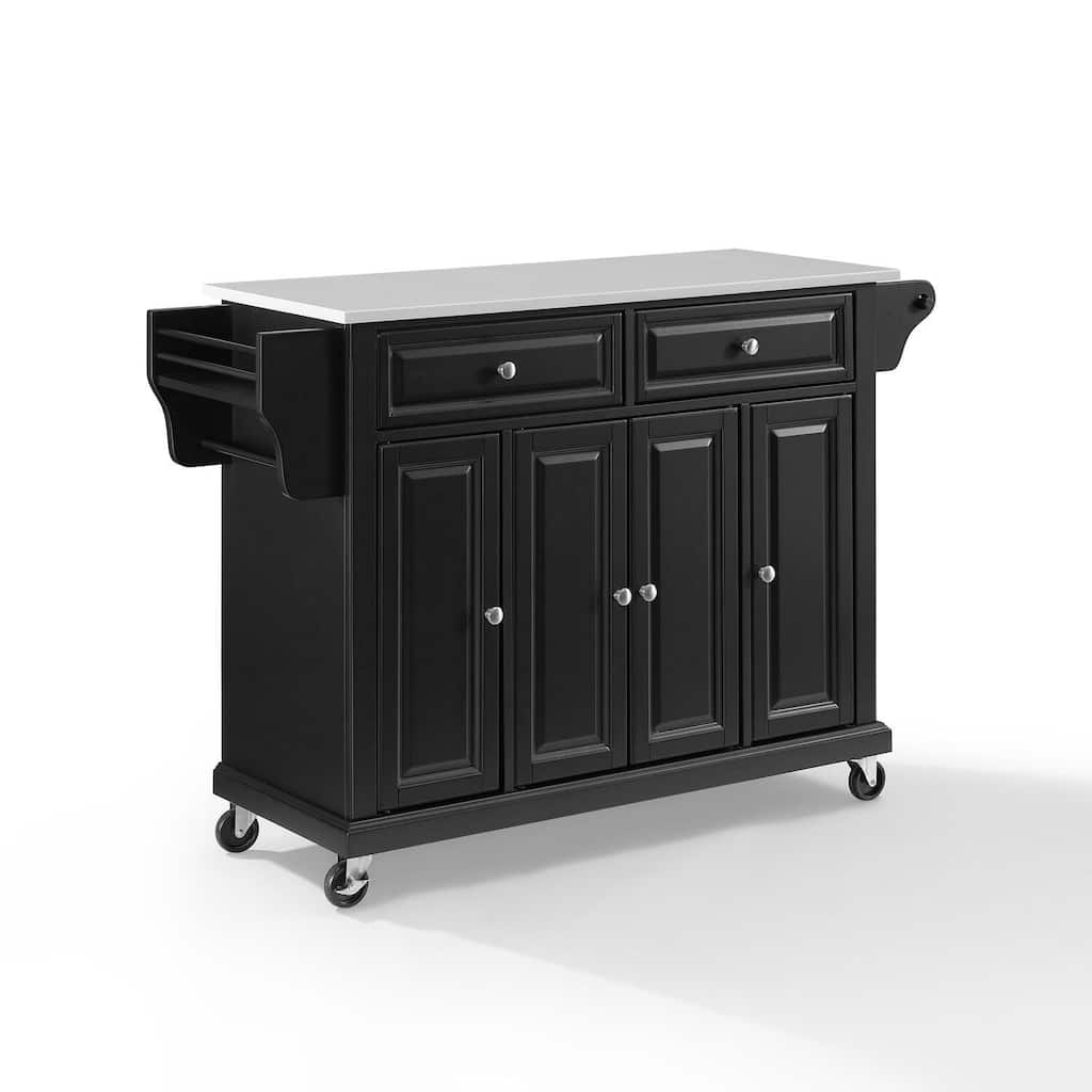 Kitchen Cart with Granite Top - Mobile Kitchen Island Storage Cart - Modern Rolling Utility Cart - Black Finish