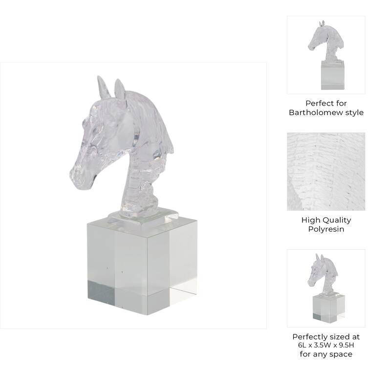 Resin Horse Sculpture with Crystal Base Figurine Accent - 10" Clear - 6" x 3.5" x 9.5"