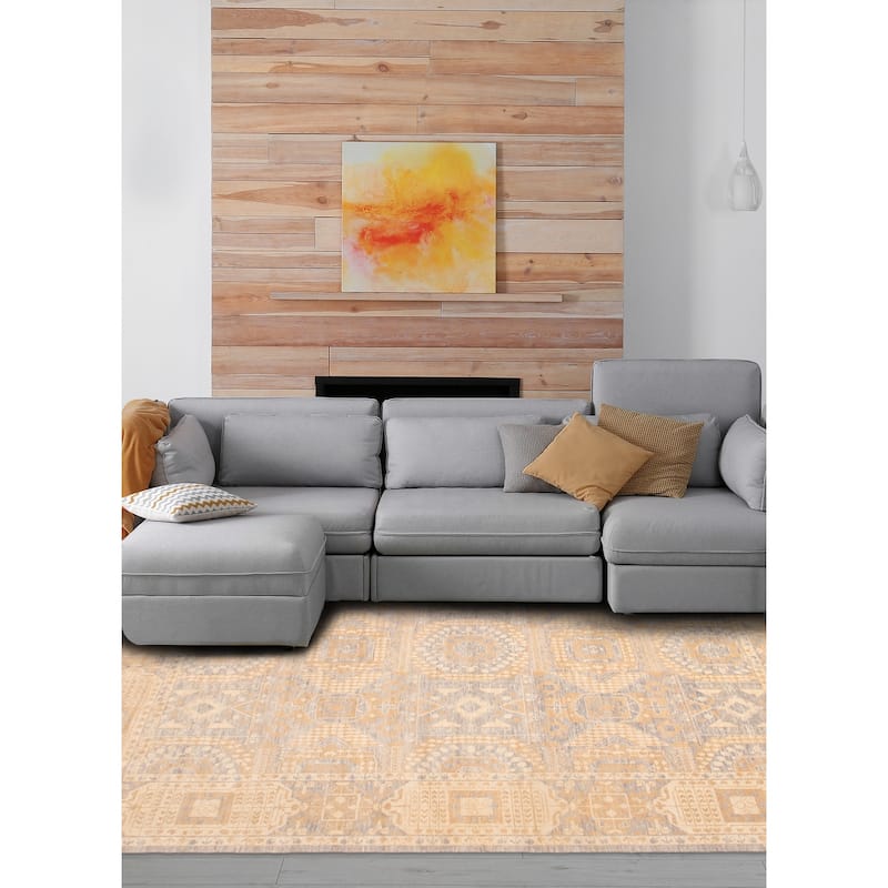 ECARPETGALLERY Hand-knotted Mamluk Grey Wool Rug - 12' 1" x 14' 8"