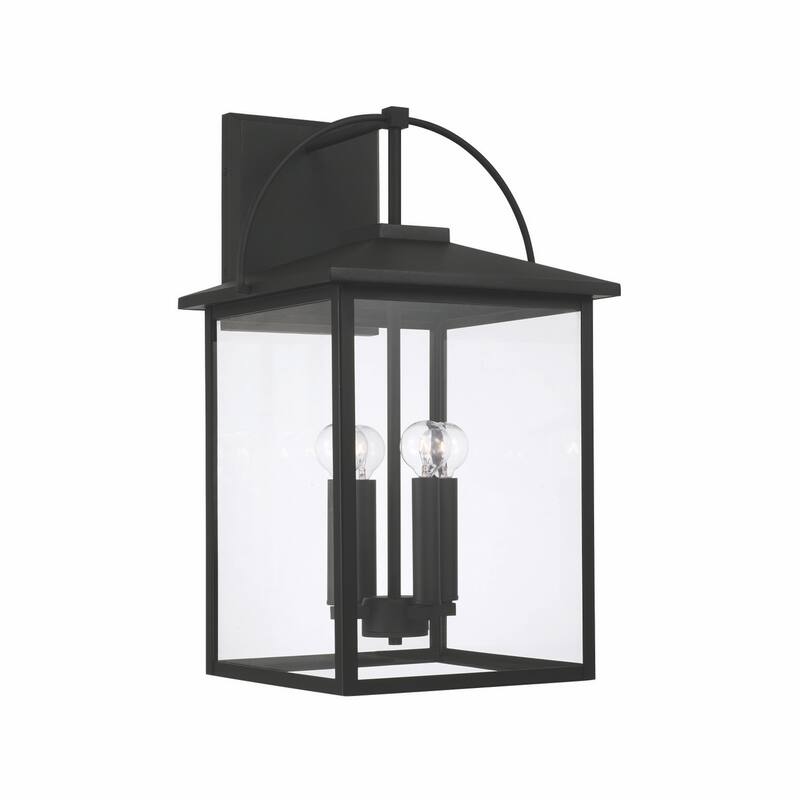 Bryson Black Outdoor Wall Lantern w/ Clear Glass