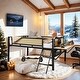 preview thumbnail 18 of 31, Stylish & Simple Single Full metal loft bed with rectangular desk, LED lights, storage shelves, safety guard and ladder, Brown