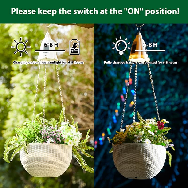 Baimuru 30-inch Height Solar Lighted Hanging Plastic Planter by Havenside Home