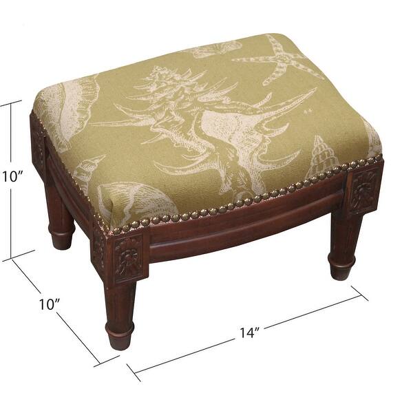 dimension image slide 0 of 2, The Curated Nomad Algiers Seashells Nail-head Trim Footstool