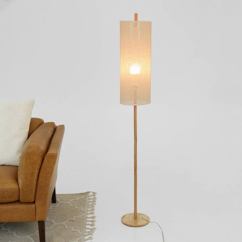 Height Floor Lamp, Modern Standing Light for Living Room, Bedroom & Study Area Lighting, Floor Lamp - Oak and Natural 110-120V