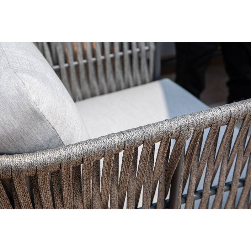 Elementi Laguna Outdoor Aluminum 3-Seat Sofa with Sunbrella® Cushions
