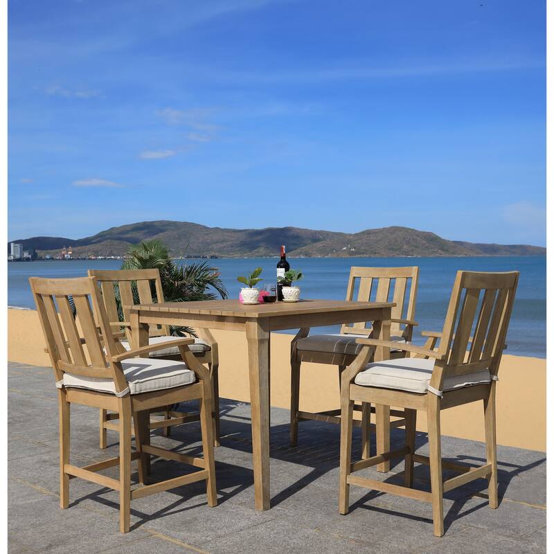 SAFAVIEH Couture Mozelle Patio Bar Table. - 44" x 44" x 38.6" - 44Wx44Dx39H