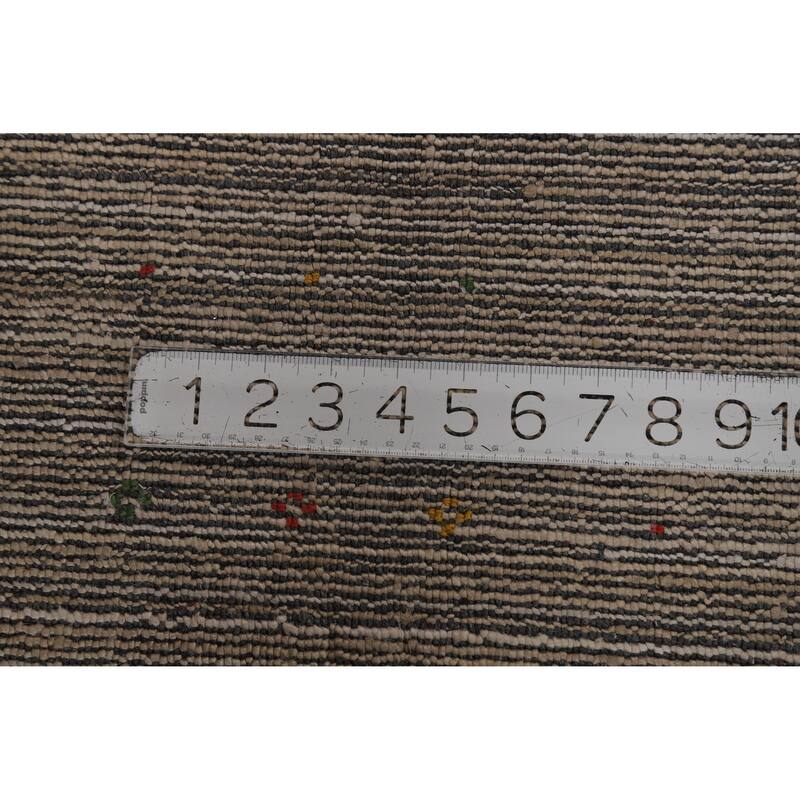 Light Brown Gabbeh Oriental Area Rug Hand-Knotted Silk Carpet - 8'11" x 11'10"