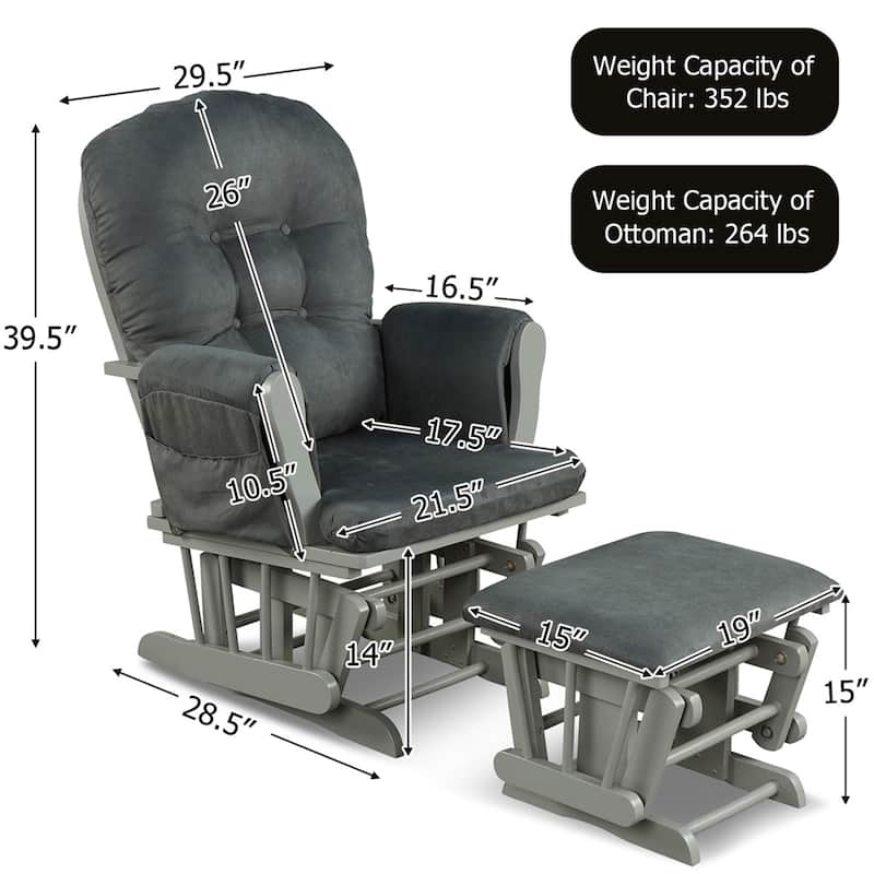 Gymax Baby Nursery Relax Rocker Rocking Chair Glider & Ottoman Set w/
