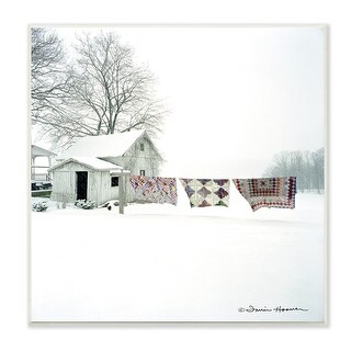 Stupell Winter Snow Shed Clothesline Blankets Photograph, 12 x 12, Proudly Made in USA - Multi-Color - 12 x 12