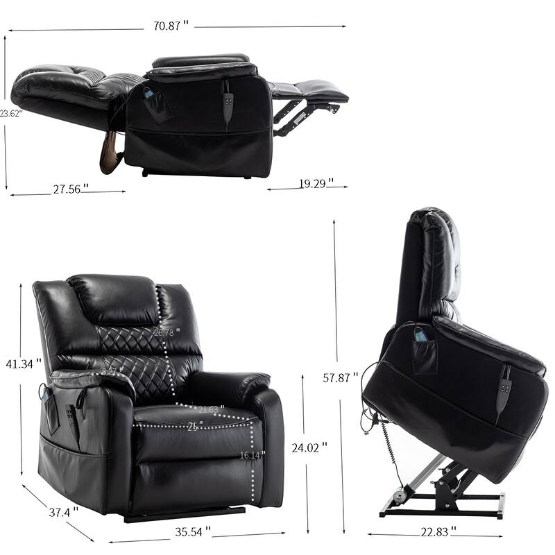 Oversized Recliner Chair Power Electric Lift for Elderly with Side Pockets