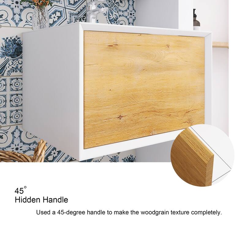 Bathroom Vanity in F.Oak with Integrated Solid Surface Top