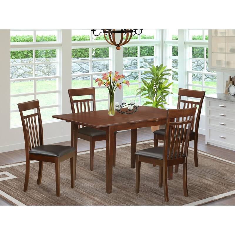 East West Furniture Dining Table Set Includes a Rectangle Wooden Table and Dining Chairs (Chair Seat Type Options) - NOCA5-MAH-LC