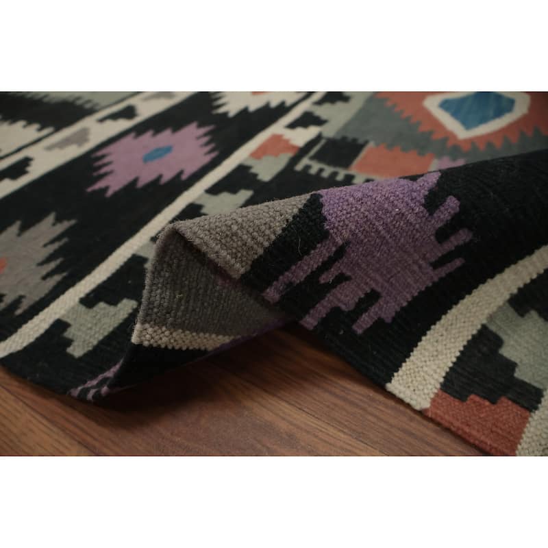 Hand Woven Oriental 100% Wool Carpet Southwestern Tribal Multi-Colored Kilim Area Rug - 8' 0'' X 4' 10''