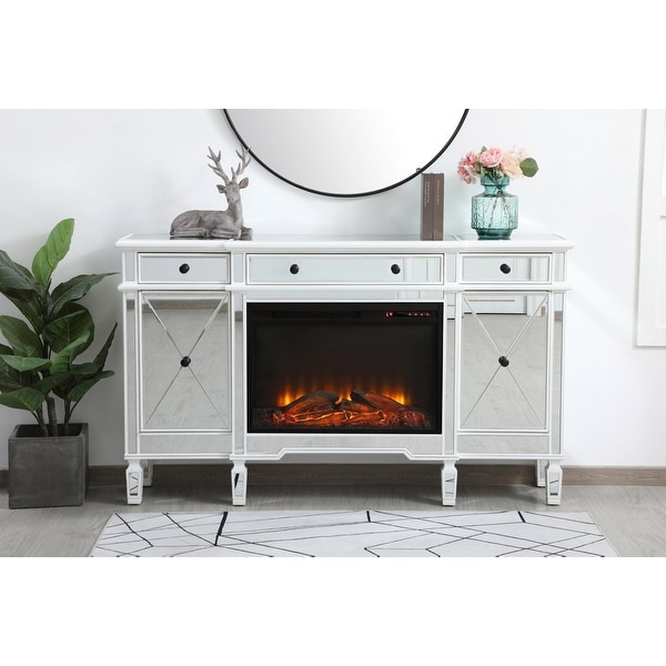Credenza with electric shop fireplace