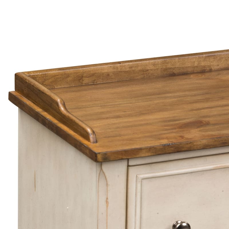 Morgan Creek Antique White Wire Brushed Tobacco Accents Storage Hall Bench