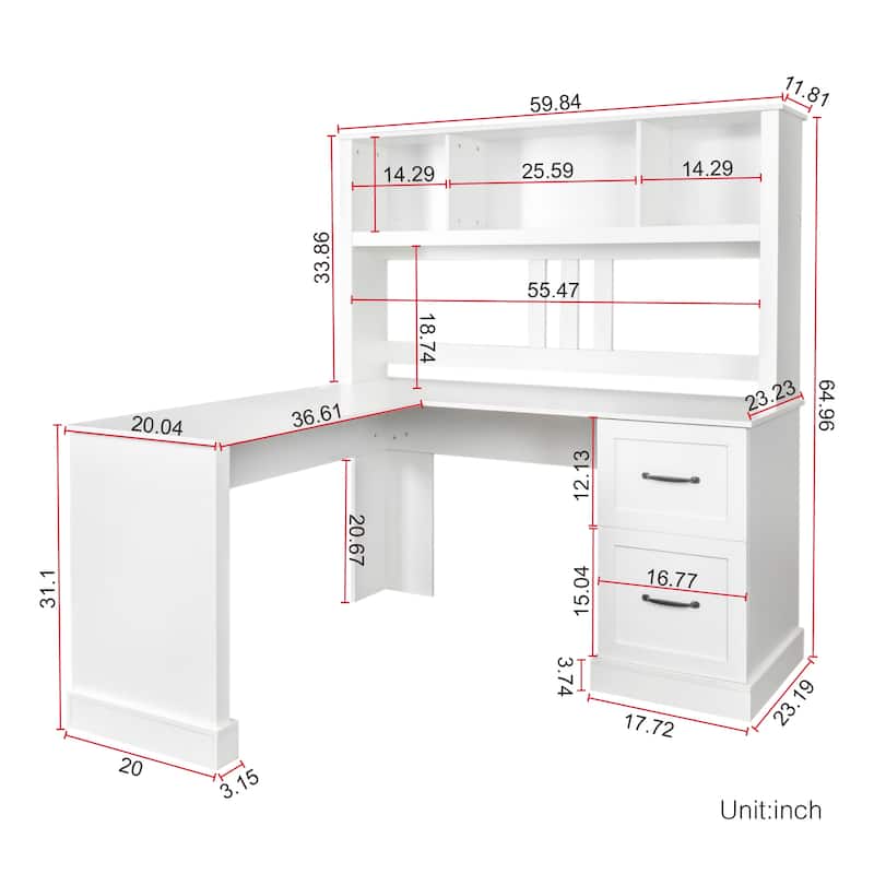 Home Office Computer Desk with Hutch