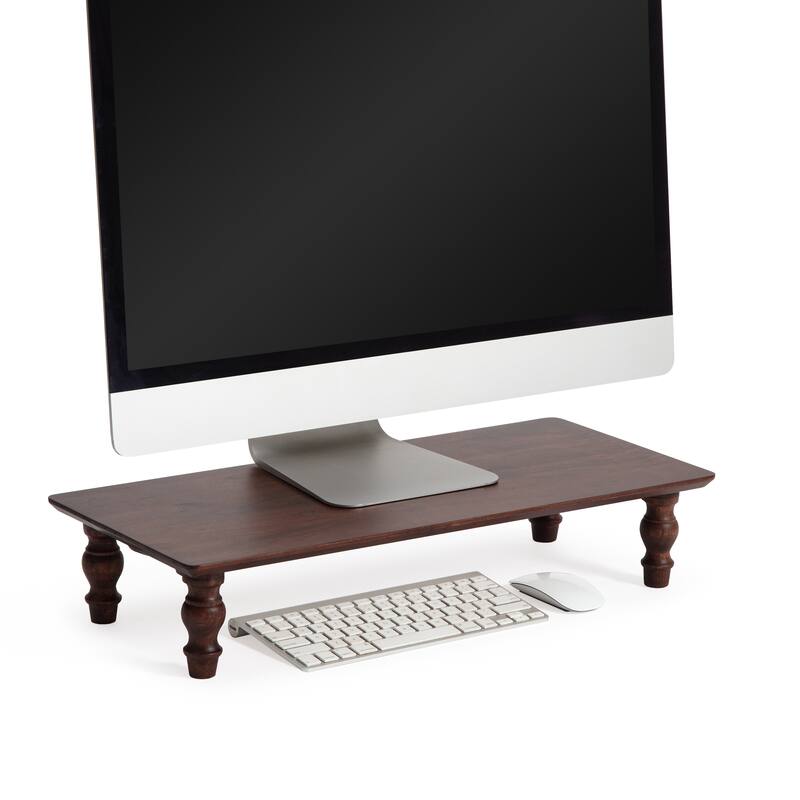 Jani Wood Monitor Stand Riser Desk - Ergonomic Design Stand, Desktop Organizer Table for Home, Office Workspace, Gaming Desk - Tan