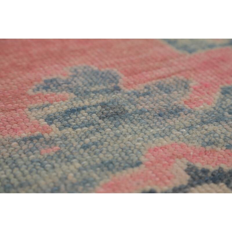 Hand Knotted Oriental 100% Wool Carpet Transitional All-Over Pink Oushak Area Rug - 12' 5'' X 9' 5''