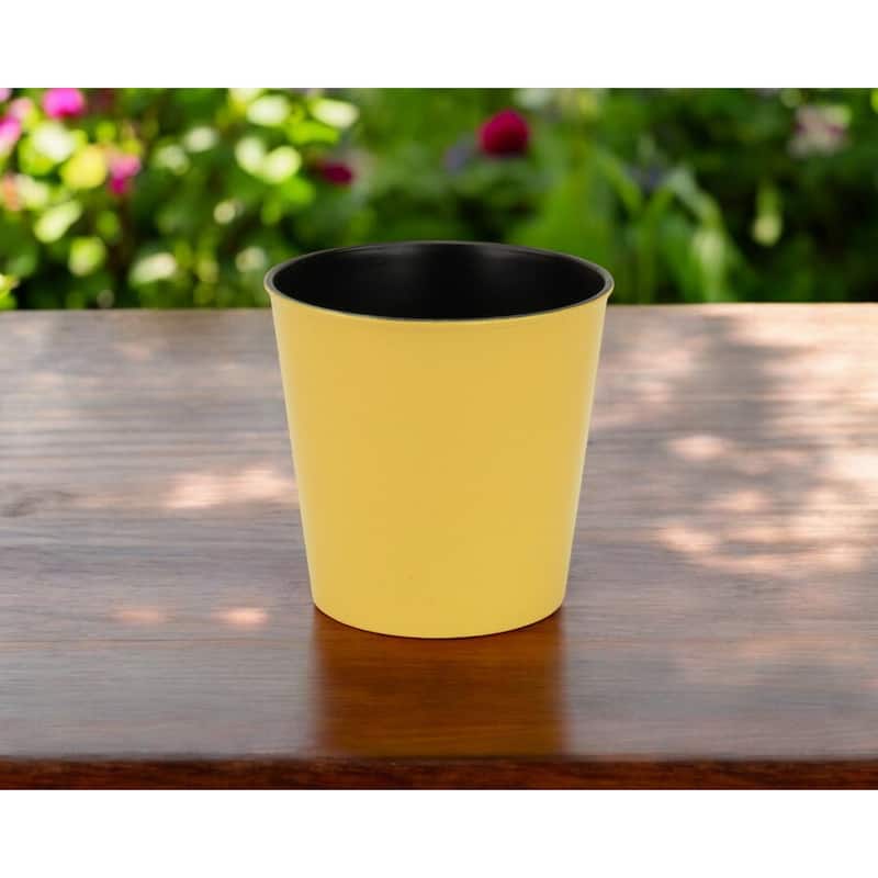 HomeRoots 5" Yellow Recycled Plastic Indoor Outdoor Round Nursery Pot - Yellow