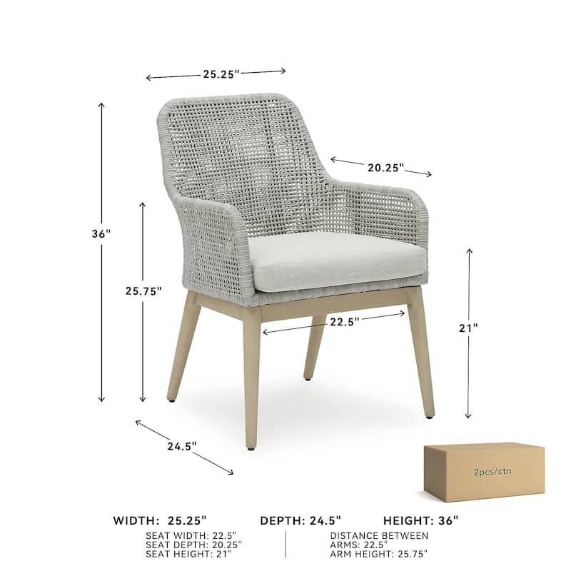 Signature Design by Ashley Seton Creek Gray Outdoor Dining Arm Chair (Set of 2) - 25.25" W x 24.5" D x 36" H