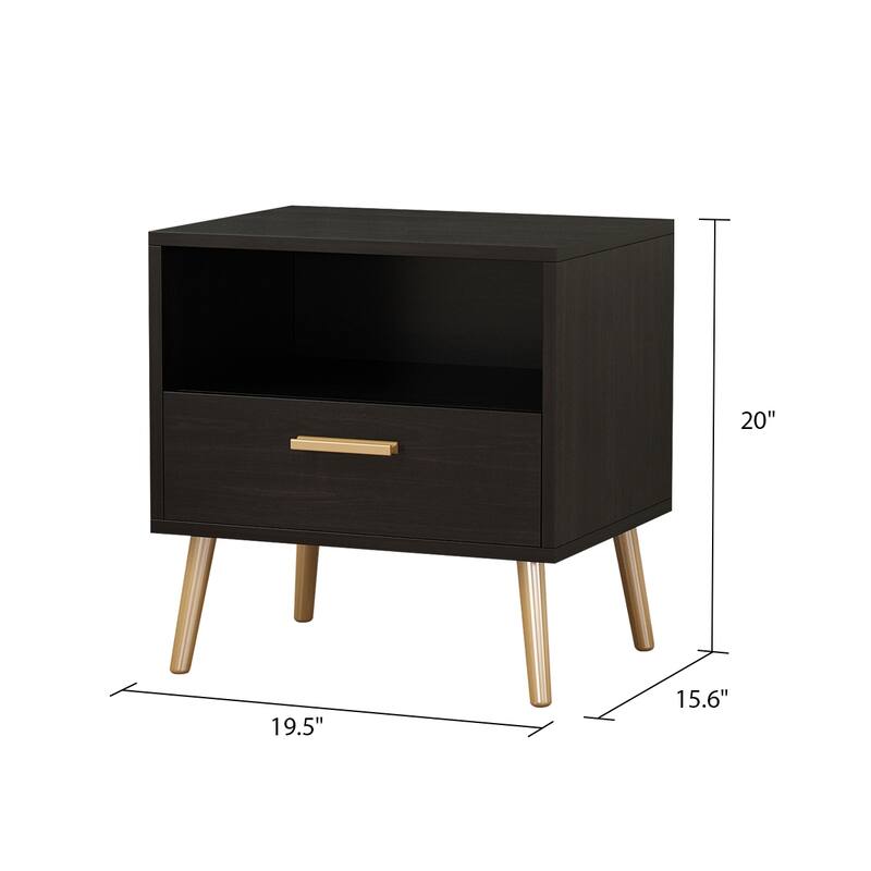 Timechee 20'' Tall 1 - Drawer Metal Legs Nightstand(One Piece)