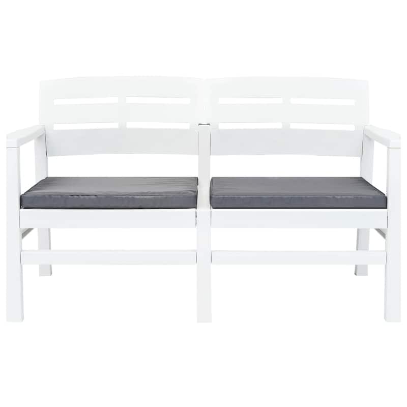 vidaXL Patio Garden Bench Loveseat 2-Seater Patio Bench with Cushions Plastic - 52.4"x25.6"x29.3"