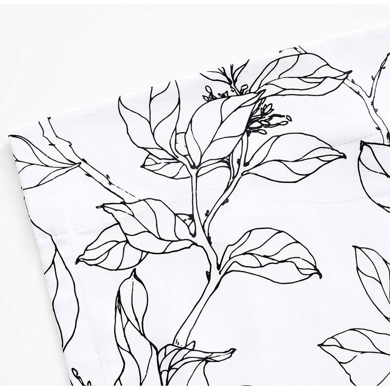 DriftAway Ryan Sketch Floral Branch Leaves Pattern Curtain Set