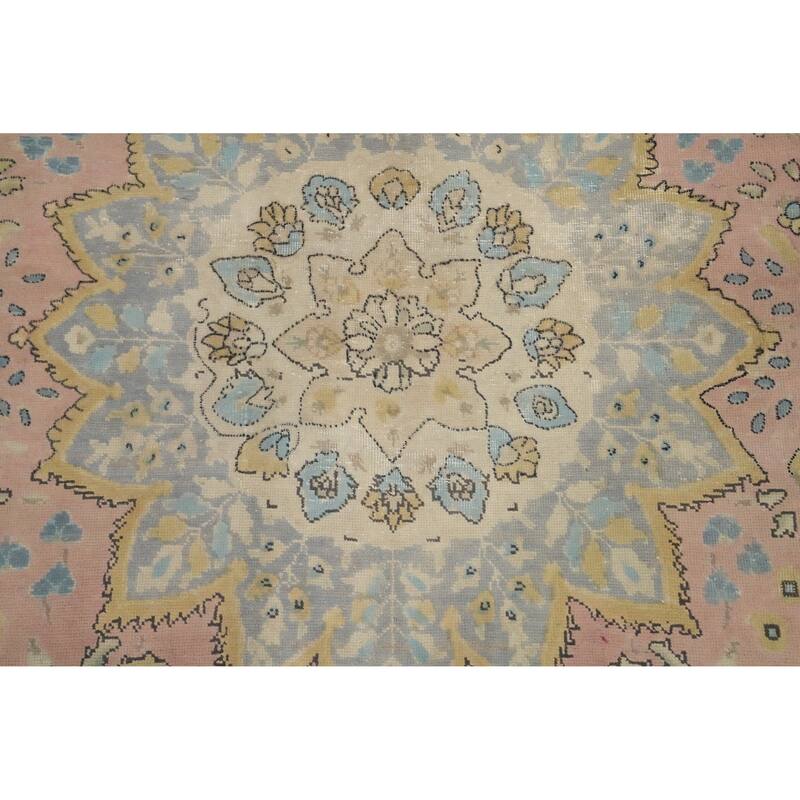 Hand Knotted Oriental 100% Wool Carpet Traditional Floral Pink Tabriz Area Rug - 10' 8'' X 7' 10''