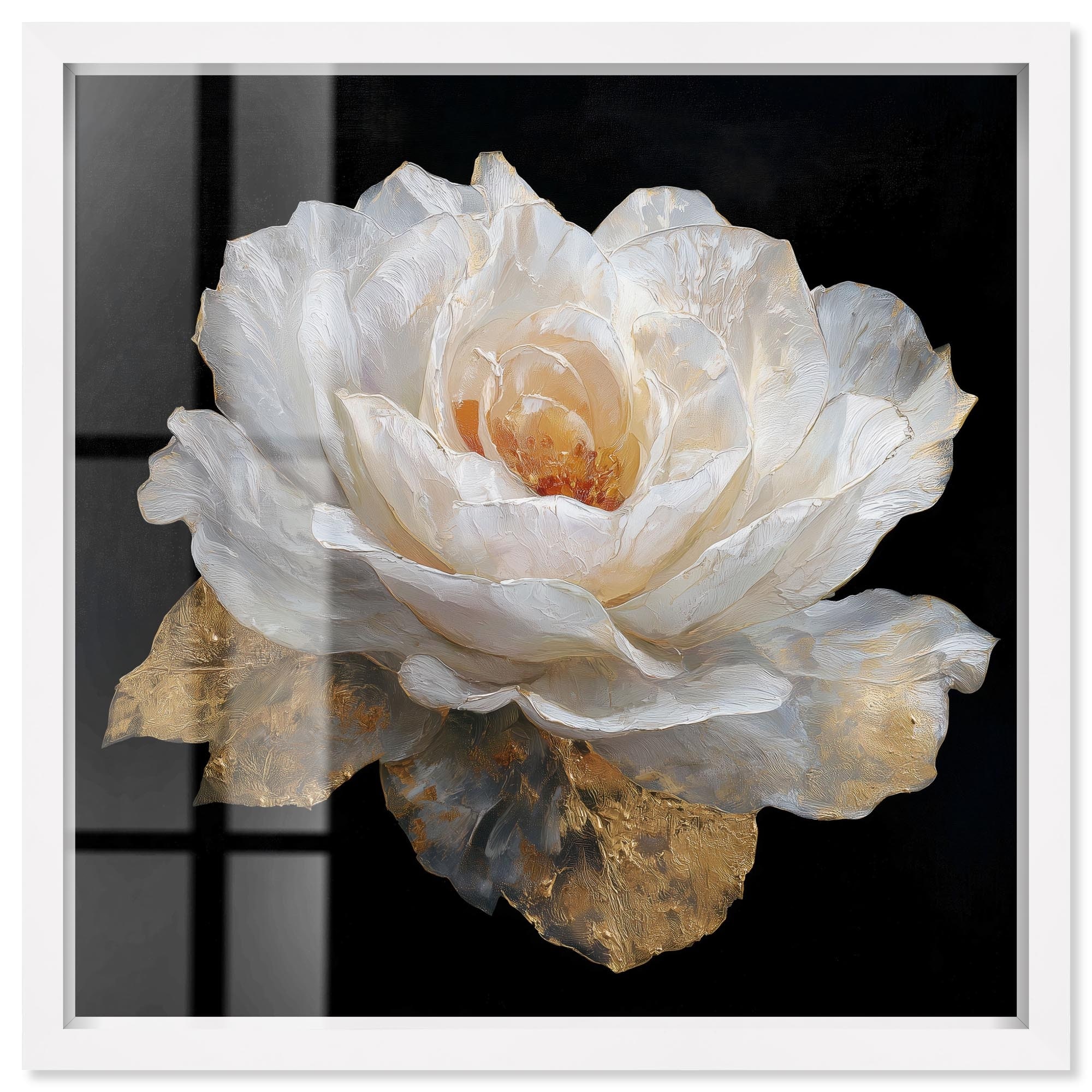 Golden Nocturne II Floral Wall Art Shadowbox Print by Art Remedy