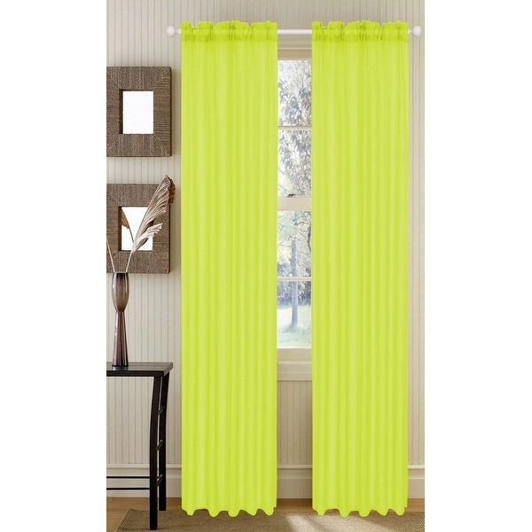 Barcelona Voile Sheer Panel, Neon Bright Yellow, 53x90 - 53 x 90