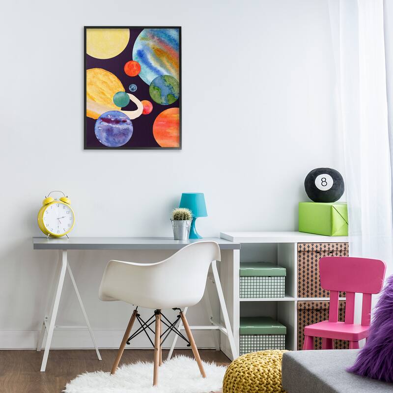 Stupell Planetary Galaxy in Space Framed Giclee Art Design By Corinne Rose Designs