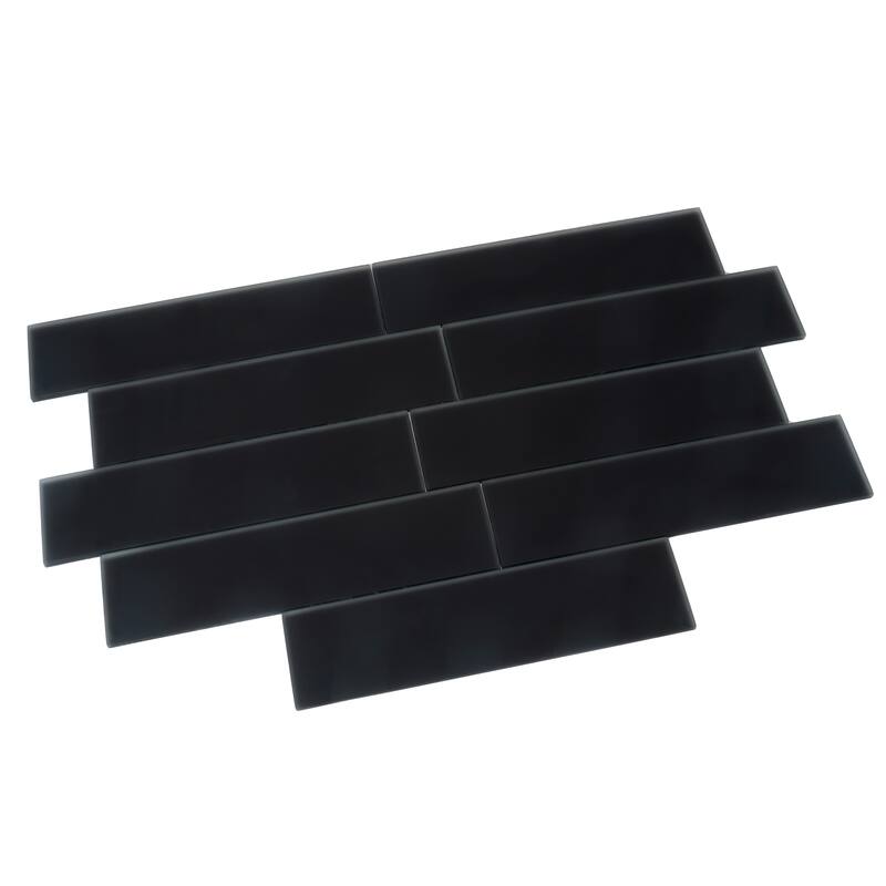 Apollo tile 3" x 12" Colorway Matte Black Glass Tile (5 sq ft/case) - 20 Pack