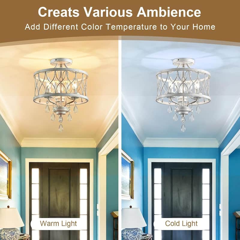 3-light chandelier light white ceiling lamp metal, crystal corridor light