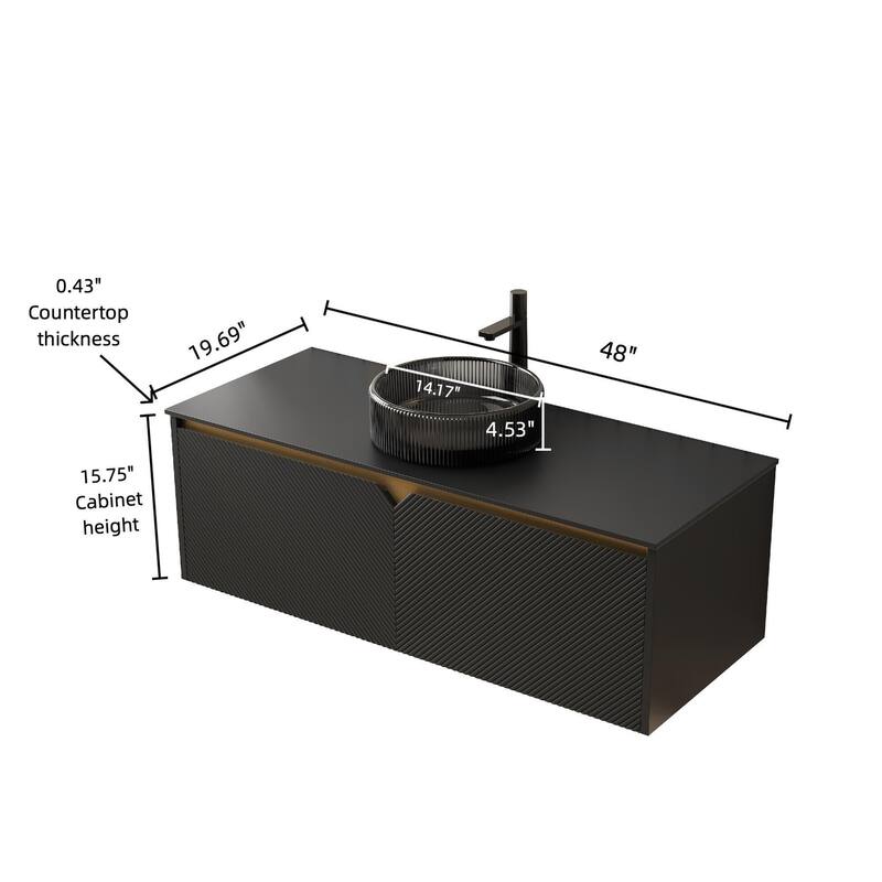 Wall-mounted Bathroom Vanity with Round Glass Basin