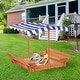 preview thumbnail 16 of 18, Kids Sandbox with Adjustable Cover, 46'' Wooden Sand Box with 2 Foldable Bench Seats, Outdoor Sandpit for Backyard Play