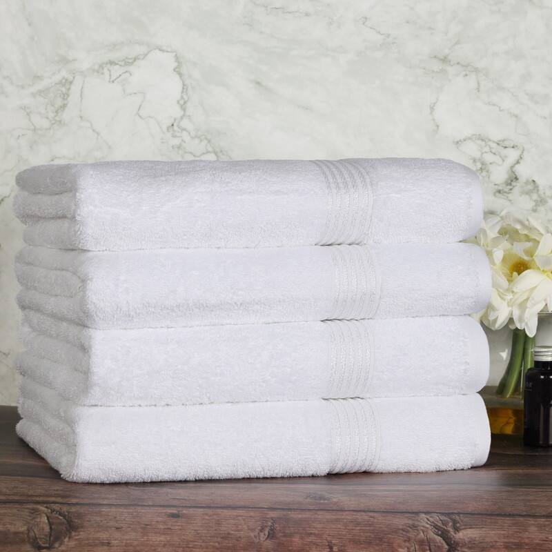 Blue Nile Mills Ibiza Egyptian Cotton Bath Towel, Set of 4 - White