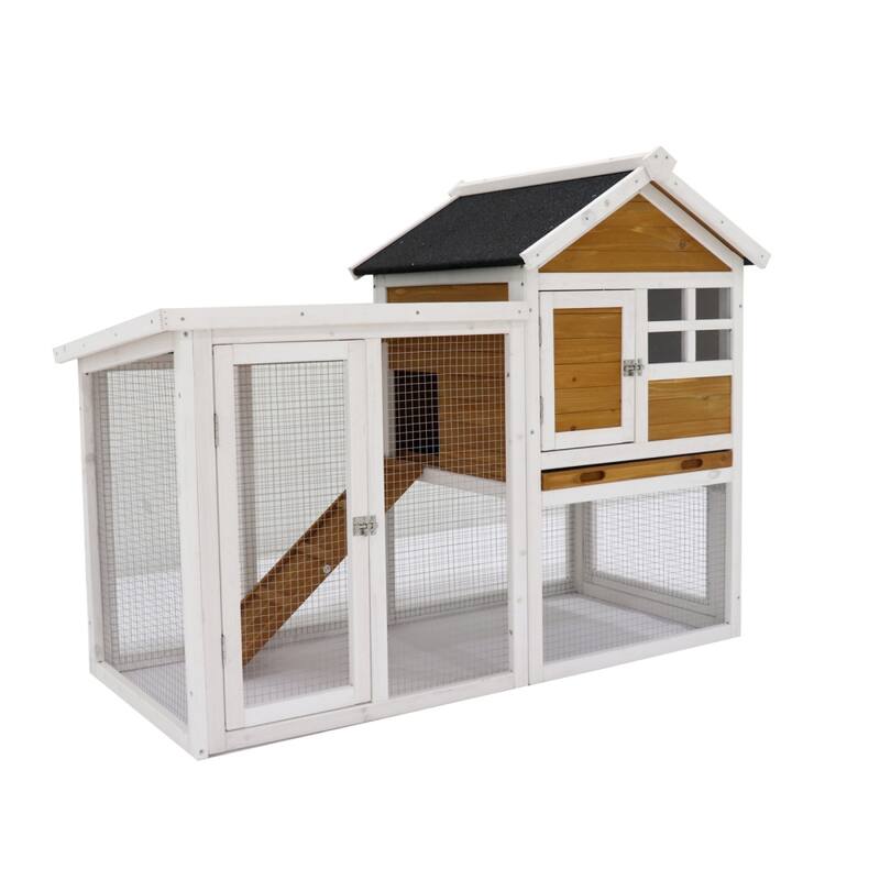 Wooden Chicken Coop Hen House Bunny Wood Hutch Poultry Cage Habitat