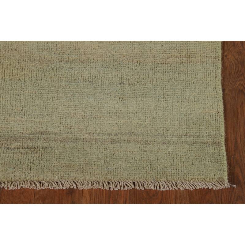 Modern Gabbeh Oriental Foyer Rug Hand-Knotted Green Wool Carpet - 2'7"x 4'0"