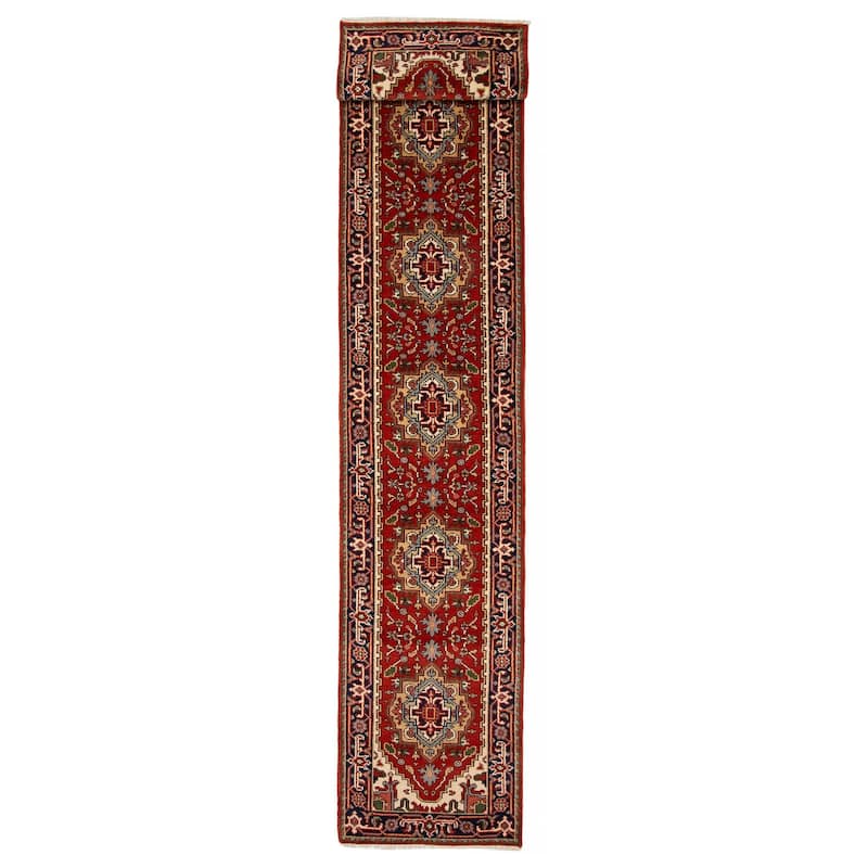 ECARPETGALLERY Hand-knotted Serapi Heritage Red Wool Rug - 2'6 x 20'0 - Red - 2'6 x 20'0