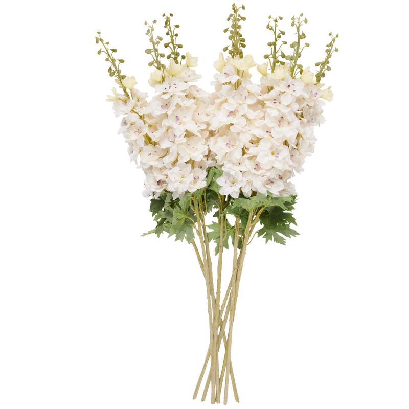 Faux Foliage Delphinium Tall Artificial Flower Stem - Set of 8 White - Roche River Decor
